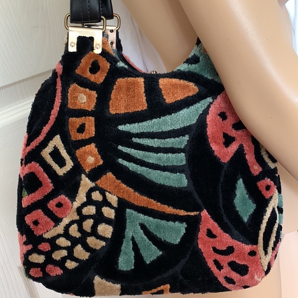 vintage 60s Handbags - Vintage 60s Handbag MOD colourful ORANGE carpet chenille purse handbag